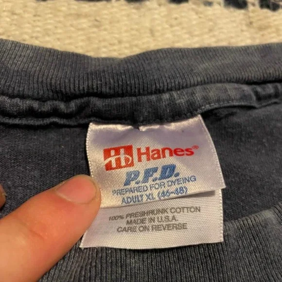 VTG 90s embroidered wolf animal nature wildlife tee shirt XL USA navy dyed - Picture 6 of 6